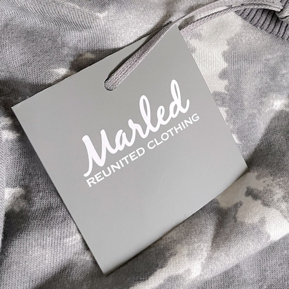 Marled Reunited Boho Tie Dye Ruffle Sleeve Gray Sweatshirt NWT L Pullover Lounge - Picture 7 of 9